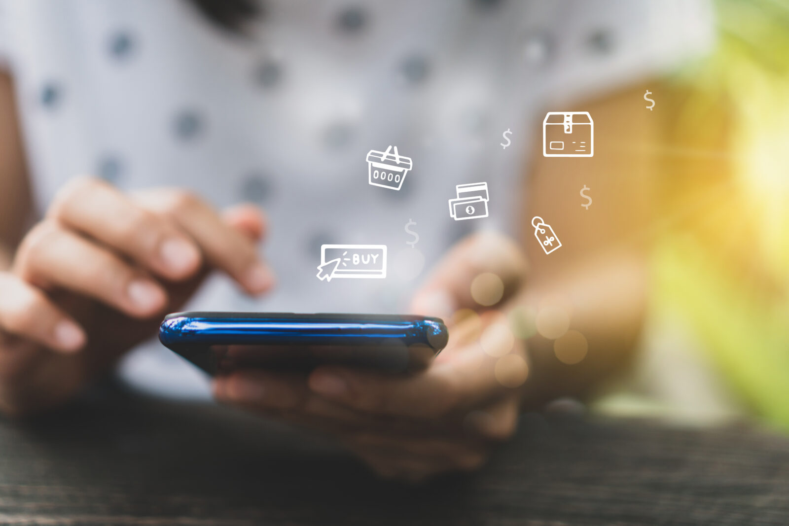 クーポンサイトやWEB予約をイメージしたスマートフォン操作のイメージ画像